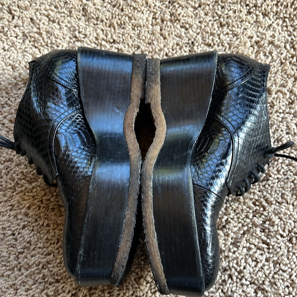Black Crocodile Pattern Women's Platform Oxford S… - image 2